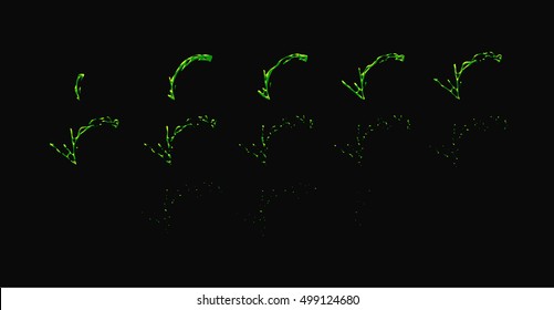 Sprite sheet of a poison jet or poison strike. Animation for cartoon or game
