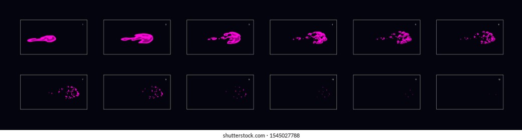 Sprite sheet of a poison Splash. poison splash effect frames for animation in games, video, cartoon or motion.