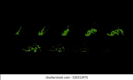 Sprite sheet of a poisonous wave strike or toxic splashes. Animation for game or cartoon.