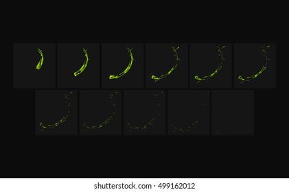 Sprite sheet of a punch, magic attack, poison strike or something else. Animation for cartoon or game.