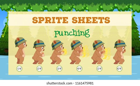 A sprite sheet punching game template illustration