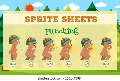A sprite sheet punching game template illustration
