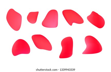 A sprite sheet, a red liquid trap, a splash. Animation for a game or a cartoon. Abstract liquid drops. 3d illustration. Ink or fluid shapes. Science physics and chemistry