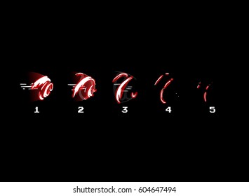 Sprite Sheet Of Red Shock Wave, Red Spurt Wave, Speed Wave, Wave Of Blood Strike. Animation For Game Or Cartoon.