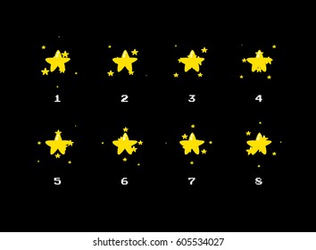 Sprite Sheet Of A Shining Star, A Magic Star, A Game Item, A Game Bonus. Loop Animation For Game Or Cartoon.