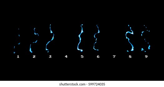 Sprite Sheet Of Static Electric Shock Or Lightning Strike. Animation For Game Or Cartoon.