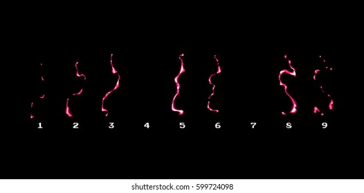 Sprite Sheet Of Static Electric Shock, Pink Lightning Strike, Magic Strike Or Something Else. Animation For Game Or Cartoon.