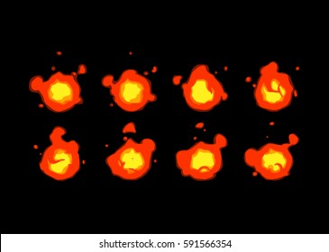 Sprite sheet of a still bubble of fire, a magma orb or something else. Loop animation for game or cartoon.