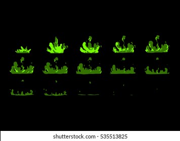 Sprite sheet of toxic splashes. Animation for game or cartoon.