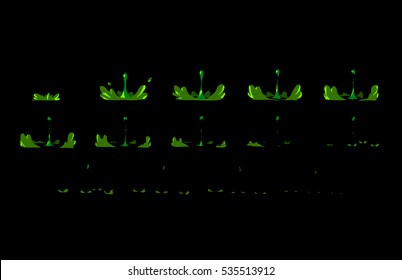 Sprite sheet of toxic splashes. Animation for game or cartoon.