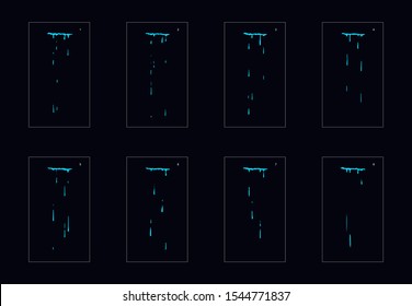 Sprite sheet of water drops animation. falling water drops classic animation. drop water falling animation frames for animation, motion or something else.