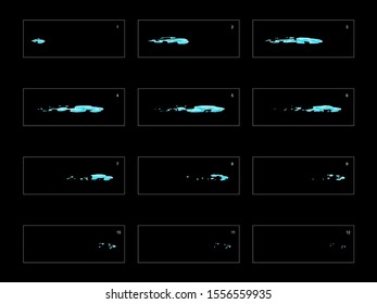 sprite sheet of water splash animation. frame by frame classic animation for game development, mobile games or motion graphic.