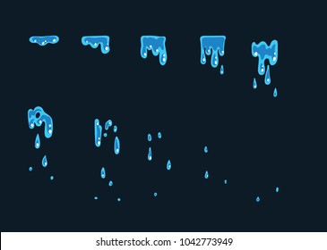 A sprite sheet, a water trap, a splash. Animation for a game or a cartoon.