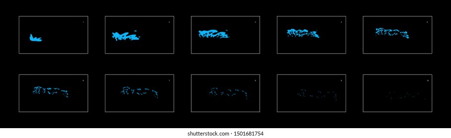 Sprite sheet of water wave. Water wave effect. Animation wave effect for cartoon, game, animation or something else.