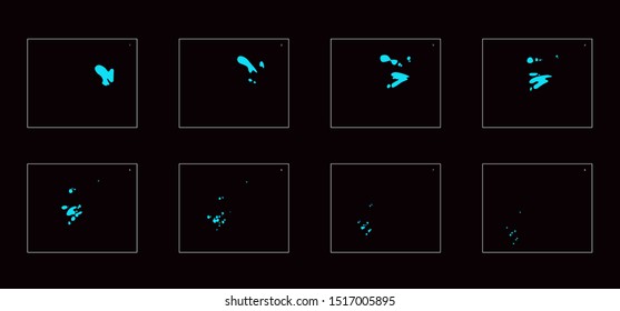 sprite sheet of water wave. Water splash or water strike effect.