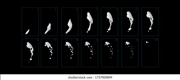 Sprite sheet of a waterfall. Animation for game, cartoon, motion or something else.Water splash animation.-Vector
