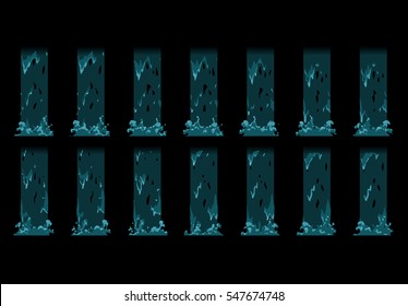 Sprite sheet of a waterfall. Animation for game or cartoon.