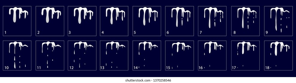 Sprite sheet of a waterfall. Water flawing animation or something else. Animation for game or cartoon.- Vector