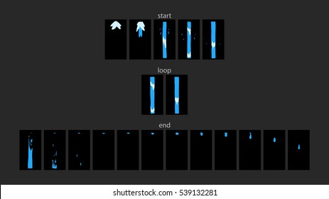 Sprite sheet of a waterfall, a water jet, a fountain or something else. Animation for game or cartoon.