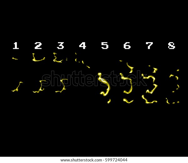 Sprite Sheet Yellow Lightning Strike Something Stock Vector (Royalty ...