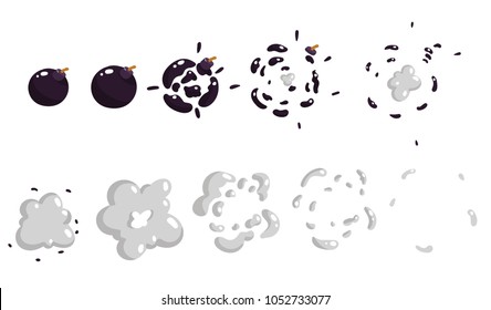 A Sprite Sheet,explosion Of A Bomb. Animation For A Game Or A Cartoon.