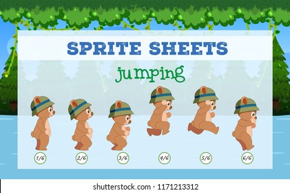 Sprite Sheets bear jumping illustration