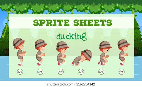 Sprite sheets boy ducking illustration