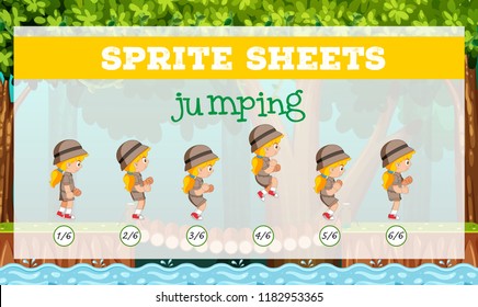 Sprite sheets jumping template illustration