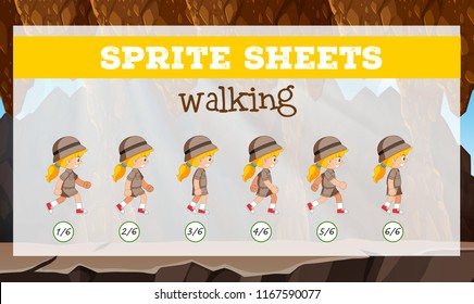 Spritzer-Blätter-Walking-Vorlage Illustration