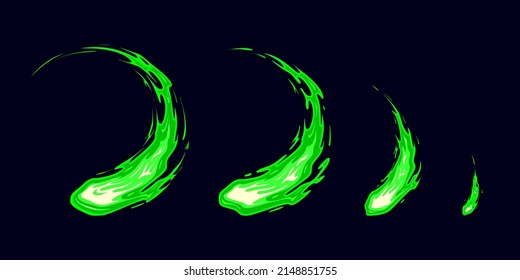 Spritesheet for attacking with a green sword, magic strike, poison, or something else. Animation for educational games or cartoons