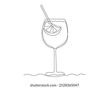 spritz aperol cocktail cocktail. continuous one line art hand drawing sketch, logo