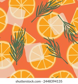 spritz cocktail seamless pattern; summer party background- vector illustration