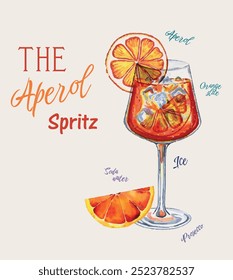 Ilustração Spritz mão desenhada verão coquetel beber vetor