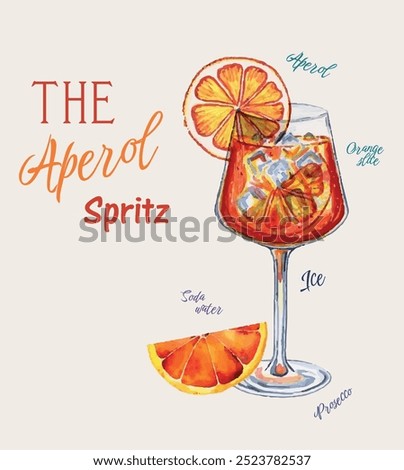 Spritz Hand Drawn Summer Cocktail Drink Vector Illustration