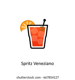 Spritz Veneziano cocktail icon in flat style. Vector illustration