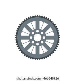 Sprocket for bicycle icon in flat style isolated on white background. Mechanical parts symbol