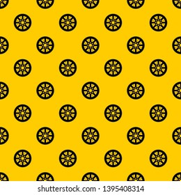 Sprocket from bike pattern seamless vector repeat geometric yellow for any design