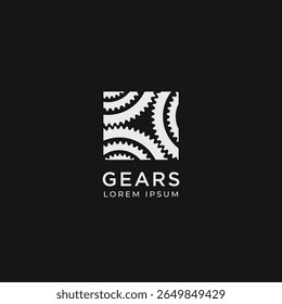 Sprocket cog gears square logo design. Industrial cog wheel symbol logo icon vector illustration
