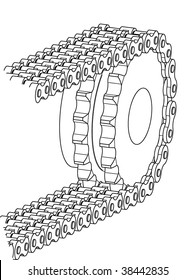 Sprocket with duplex chain vector illustration