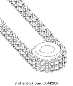 Sprocket with duplex chain vector illustration