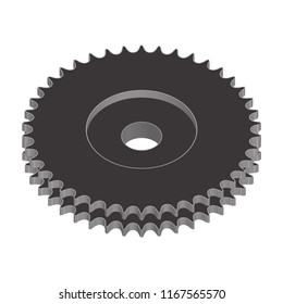 Sprocket for duplex roller chain. 3d effect vector