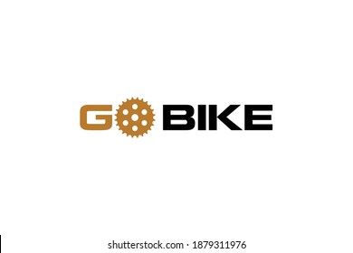 Sprocket gear logo icon, bike bicycle spare part shop identity. cogwheel engine.