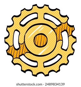 Sprocket halftone icon hand drawn color vector illustration