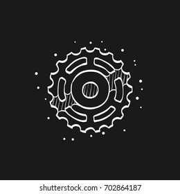 Sprocket icon in doodle sketch lines.