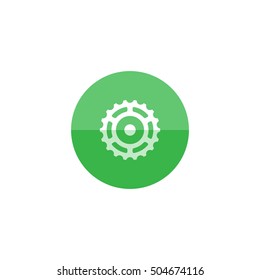 Sprocket icon in flat color circle style. Bicycle transportation sport