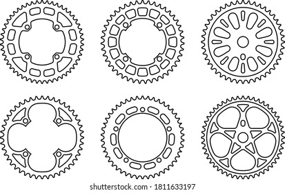 Sprocket wheel. Bicycle sprocket. Vector thin line