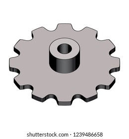 Sprocket wheel. Chain drive. 3D effect vector