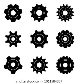Sprocket wheel icon with various forms. Vector illustration