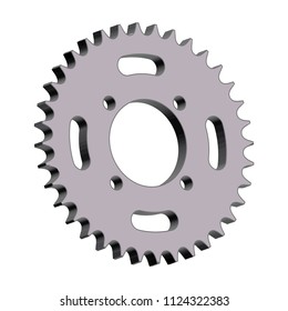 Sprocket wheel on white backgrounds. 3d vector