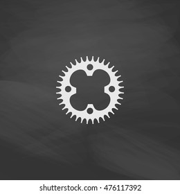 Sprockets Simple vector button. Imitation draw icon with white chalk on blackboard. Flat Pictogram and School board background. Illustration symbol